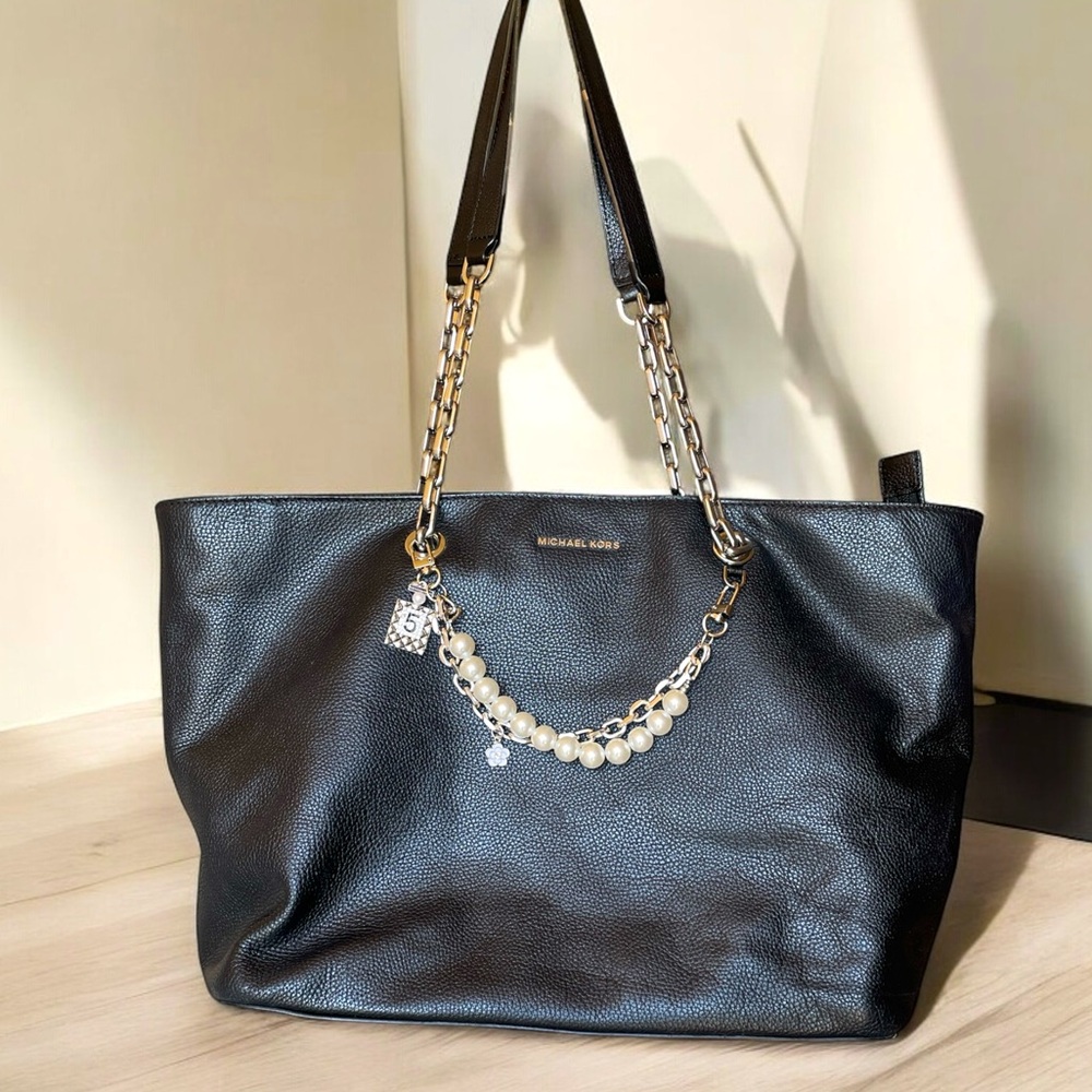 Michael Kors Black Leather Tote Bag